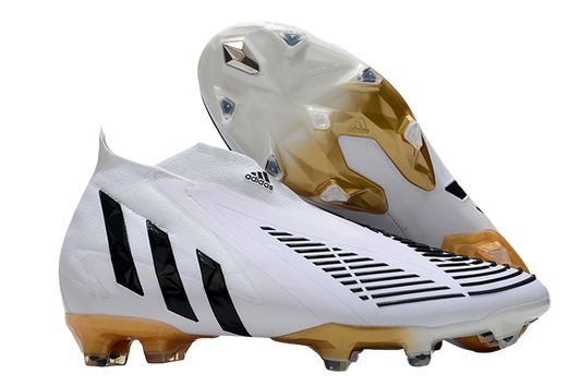 Adidas Predator Edge+ FG Al Hilm – White, Black, and Metallic Gold Soccer Cleats for Ultimate Control