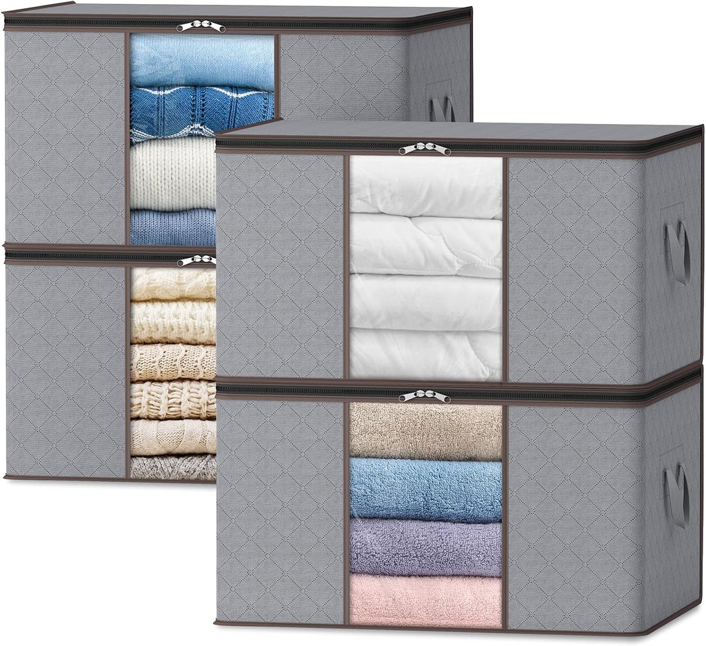 Storage Boxes with Handles for Clothes Organization