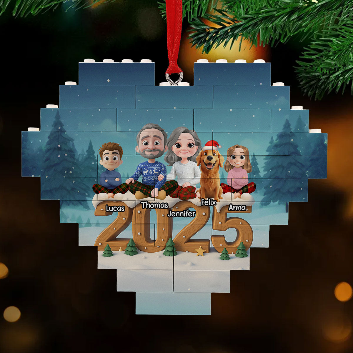 As A Family Now Onwards - Personalized Custom 3D Effect Heart Puzzle Ornament