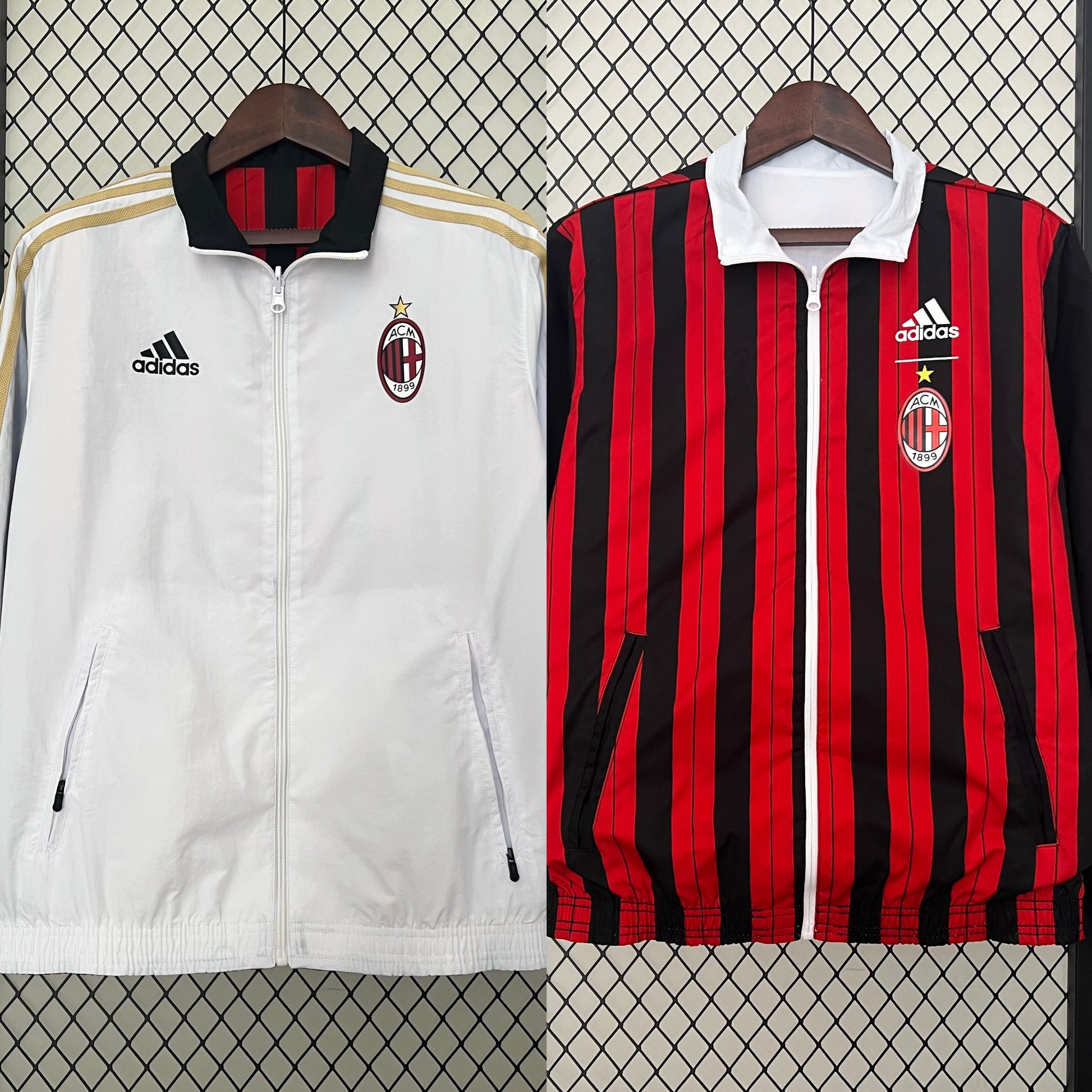 AC Milan 2024/25 reversible trench coat – red and black side front view