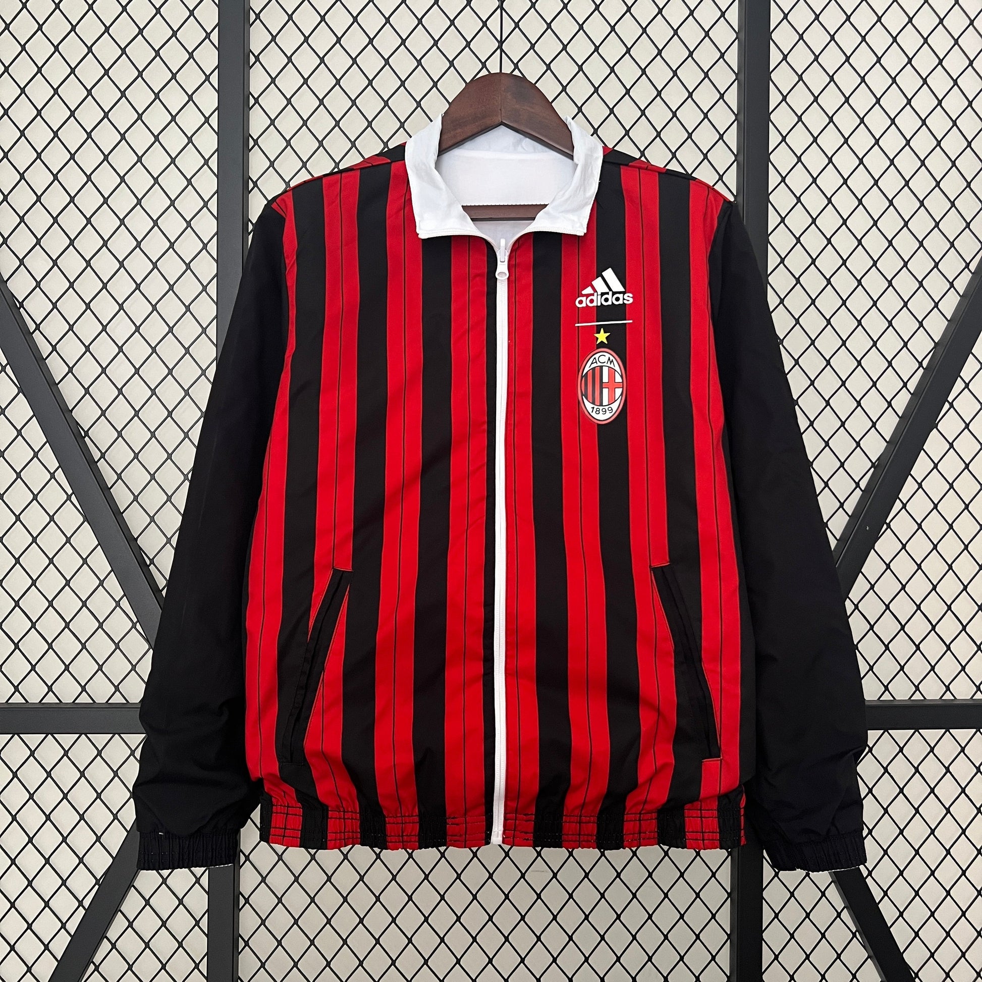 AC Milan 24/25 reversible trench coat red and black side front