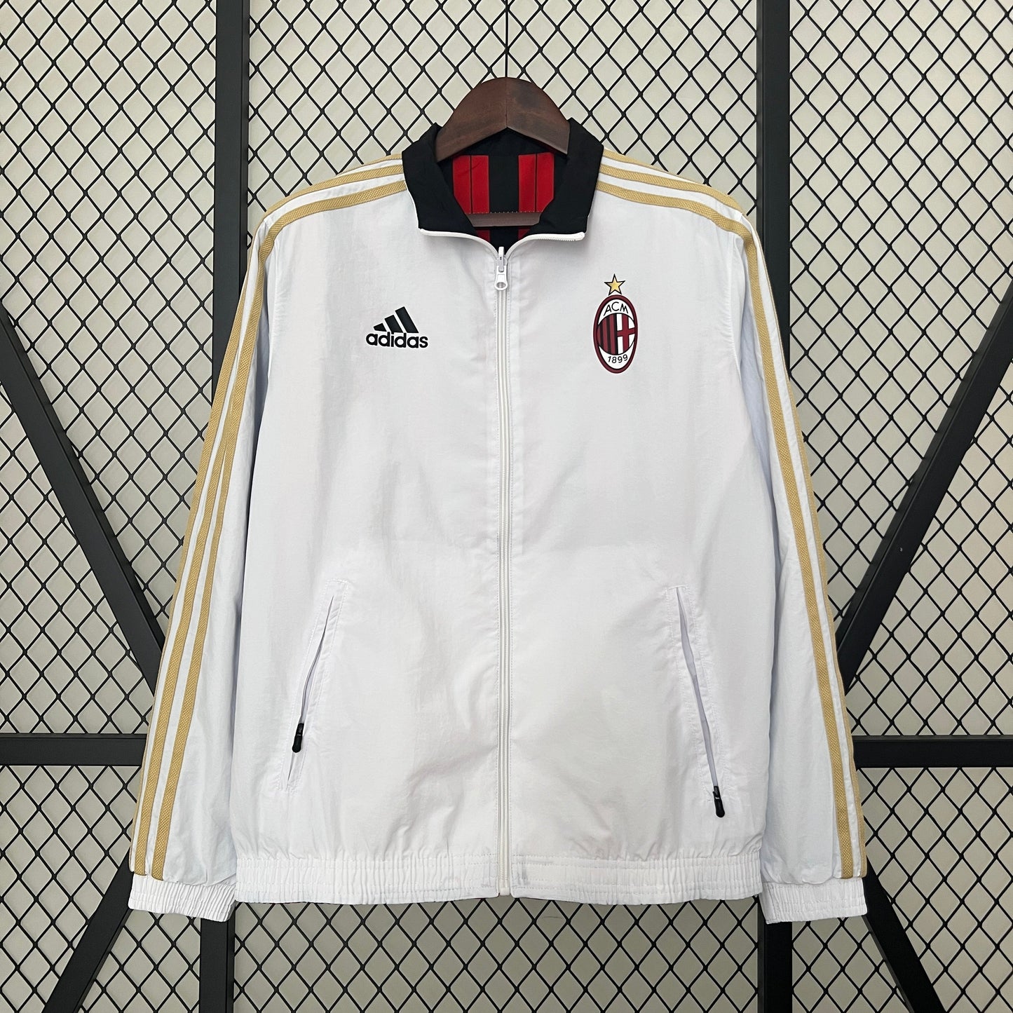 AC Milan reversible jacket displayed flat showing both sides