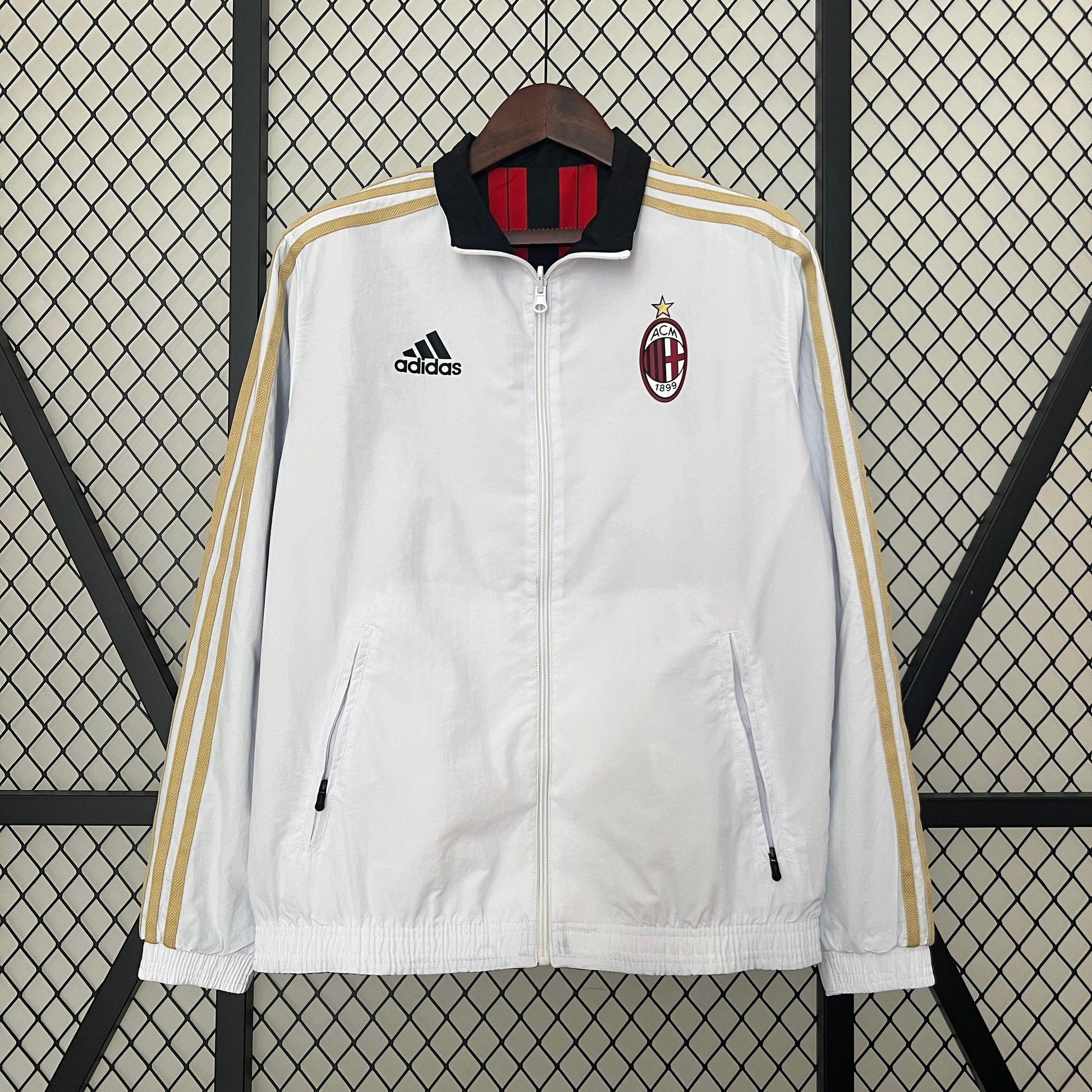 AC Milan reversible jacket displayed flat showing both sides