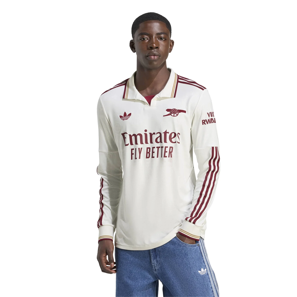 adidas Arsenal Third Long Sleeve Jersey 25/26 (White/Burgundy)