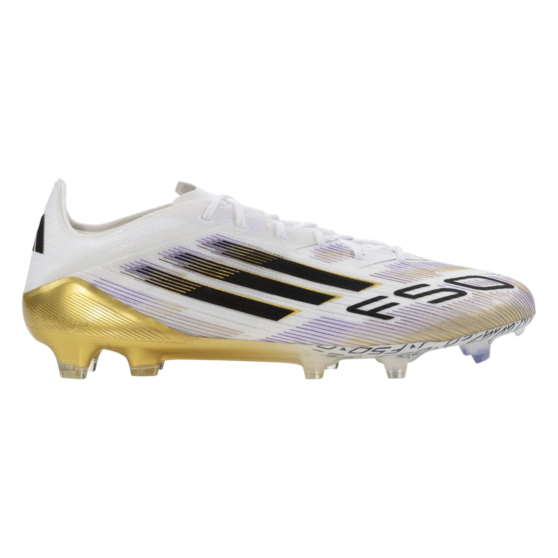 adidas F50 Elite Firm Ground Soccer Cleats (White/Black/Gold Metallic)