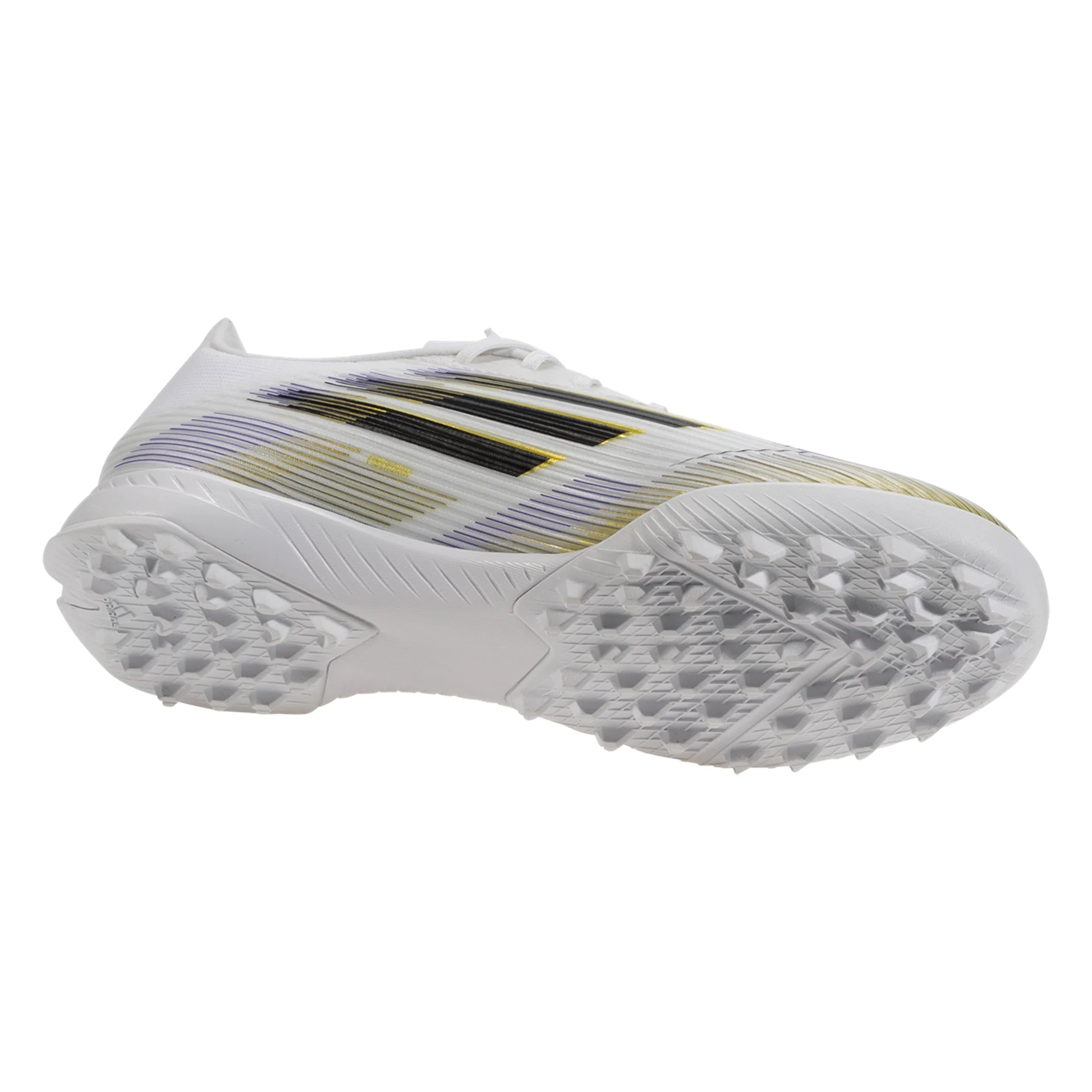 adidas F50 League Turf Soccer Shoes (White/Black/Metallic Gold)