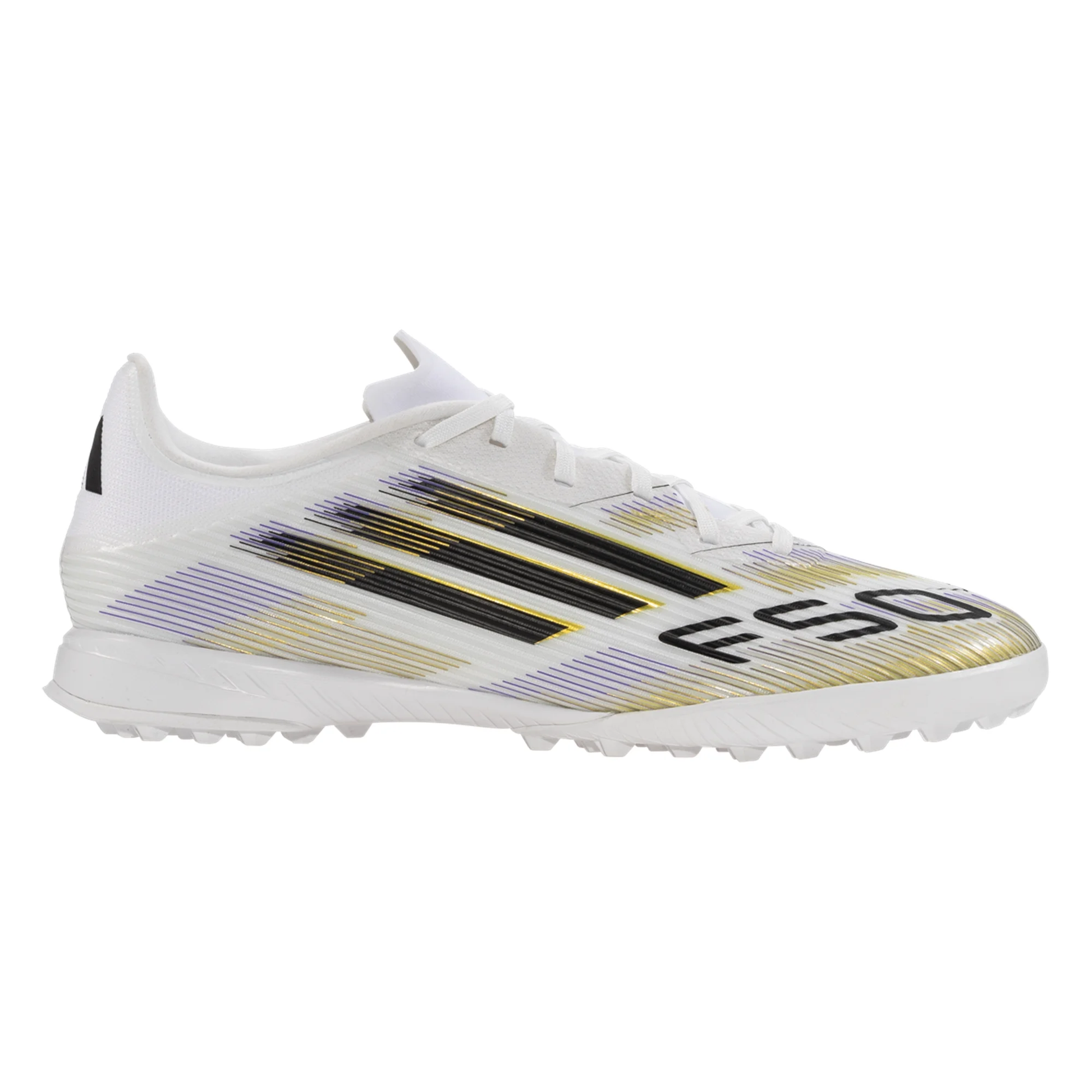 adidas F50 League Turf Soccer Shoes (White/Black/Metallic Gold)