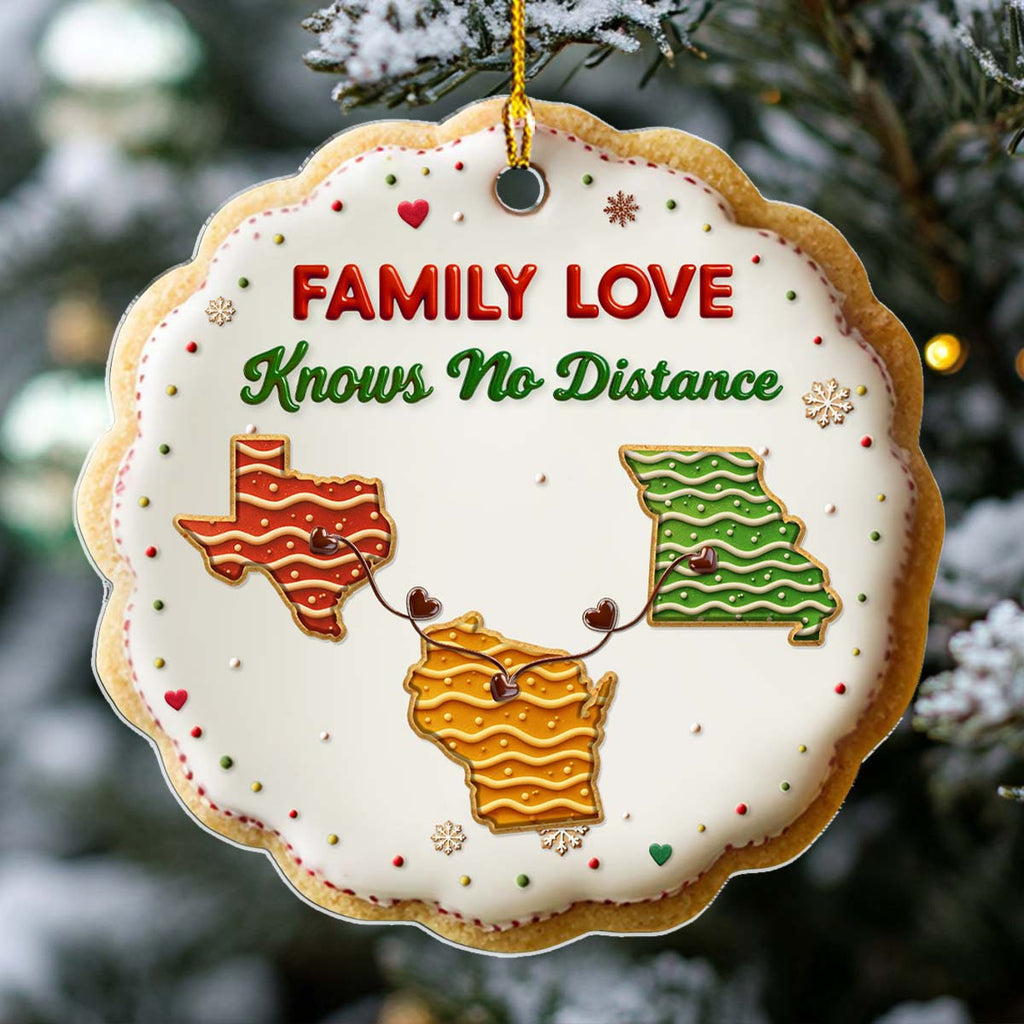A Sweet Family Knows No Distance - Personalized Custom 3D Effect Acrylic Ornament