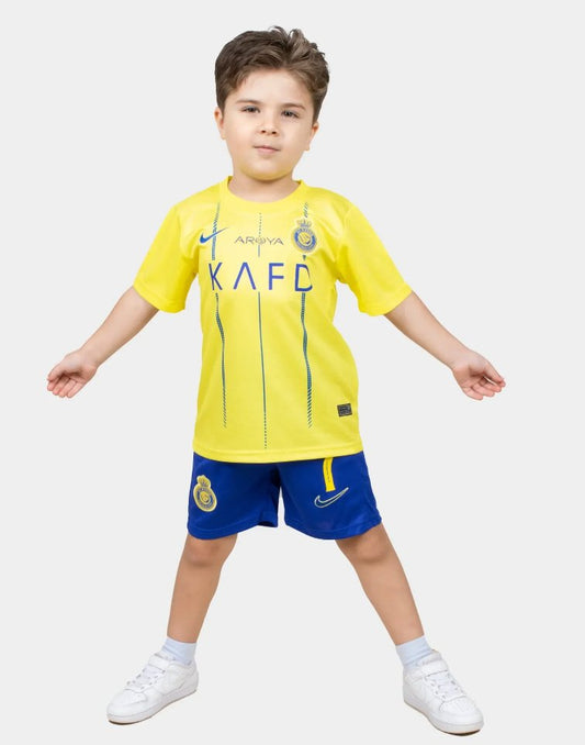 Al-Nassr 2023 home kit for kids jersey and shorts