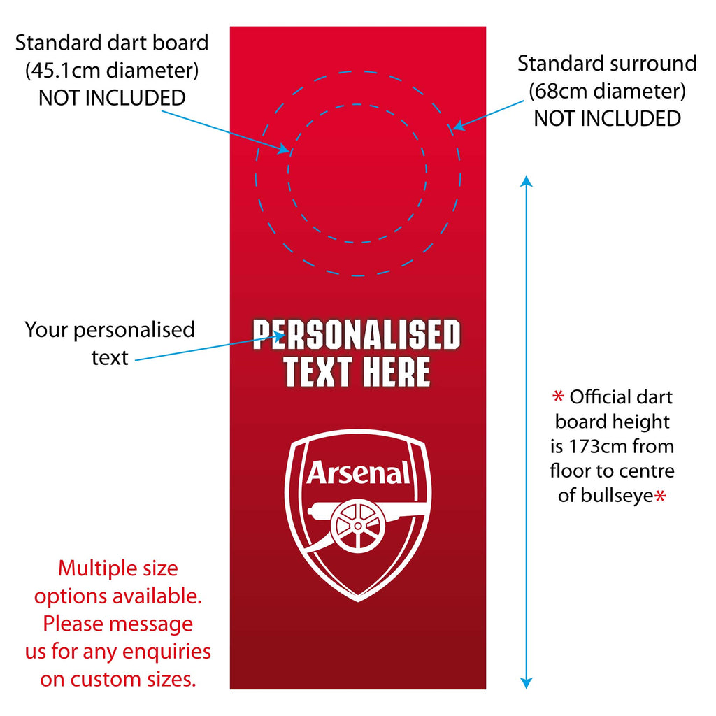 Arsenal FC Wall Sticker - Dart Board Backdrop with Personalised Text Wall Art