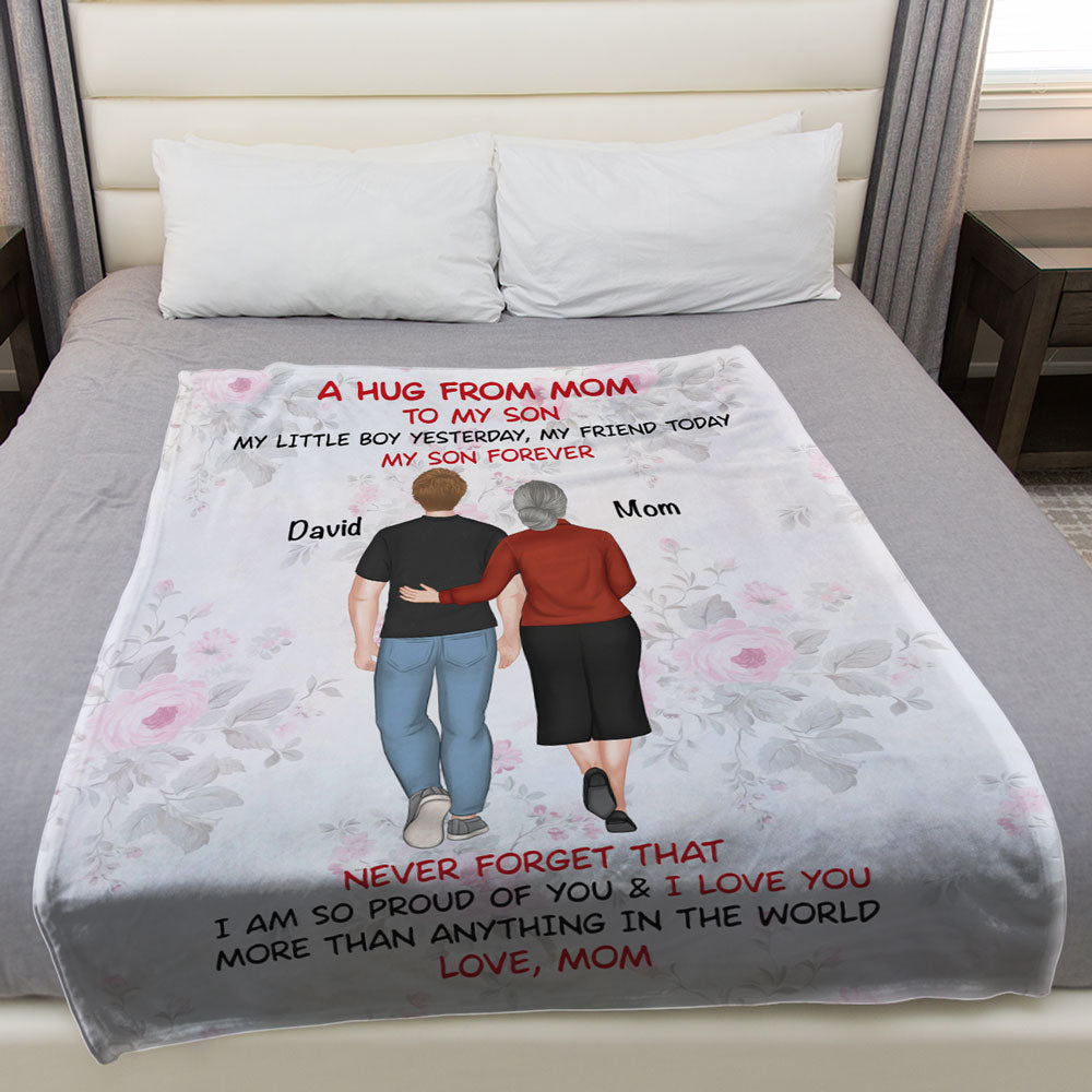 A Hug From Mom - Personalized Custom Fleece Blanket