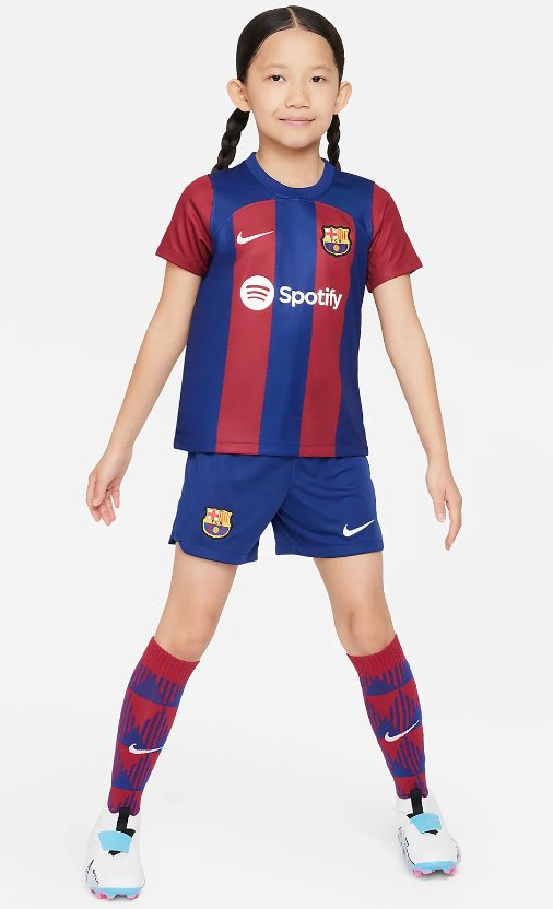 Barcelona 2023 kids home jersey and shorts set