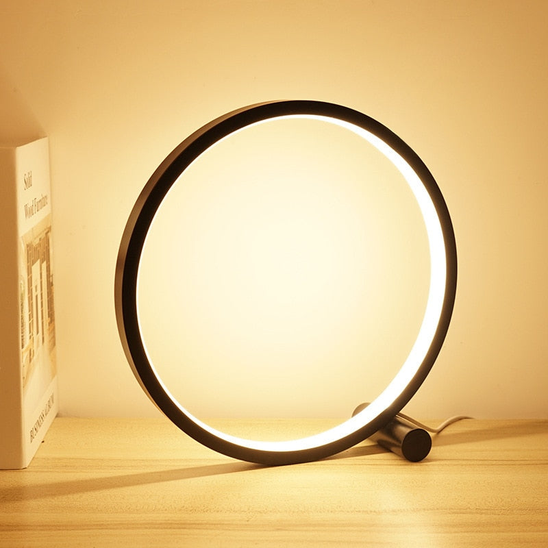 LED Table Lamp Ring Dimmable Bedside Light