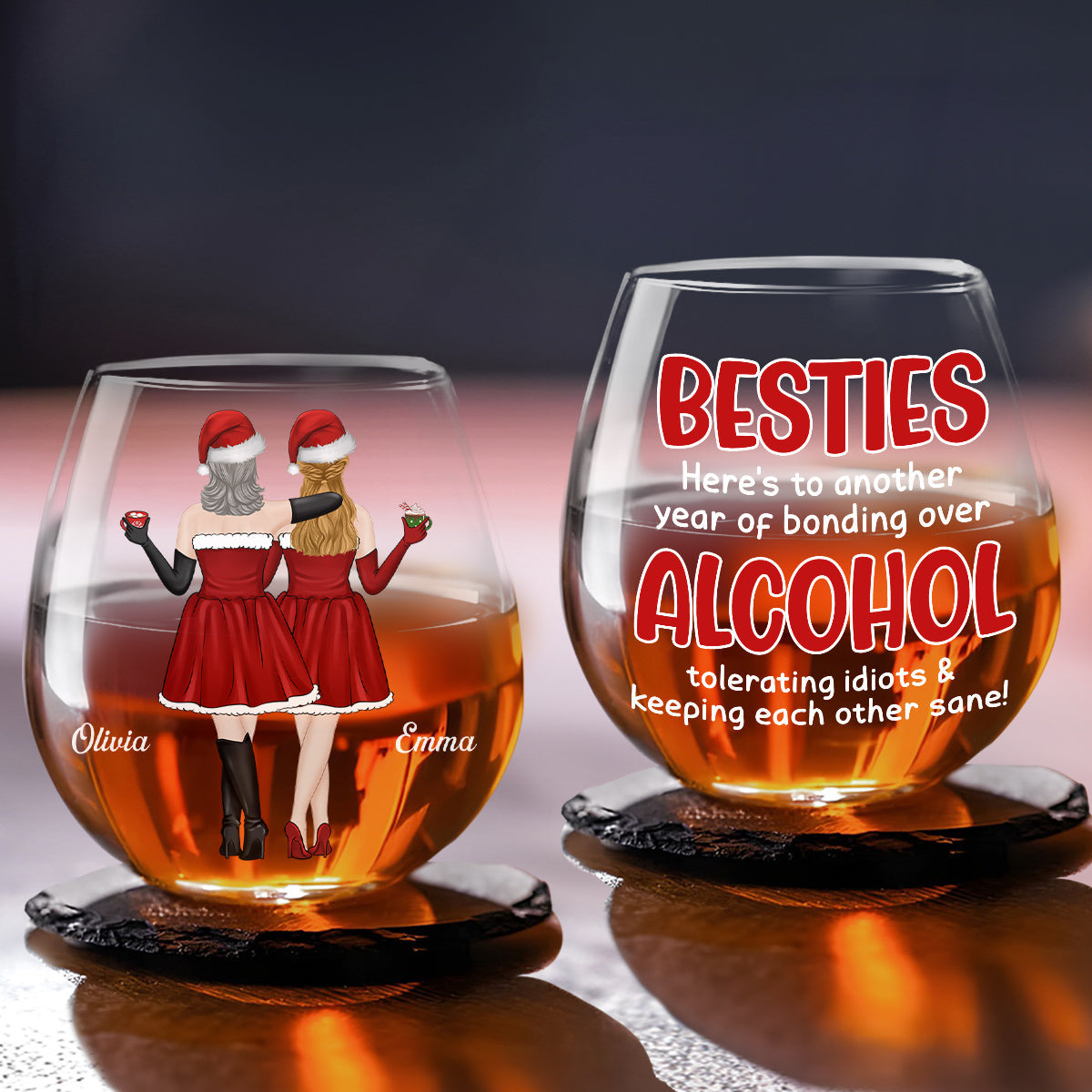 Alcohol Tolerating Christmas - Personalized Custom Wine Glass
