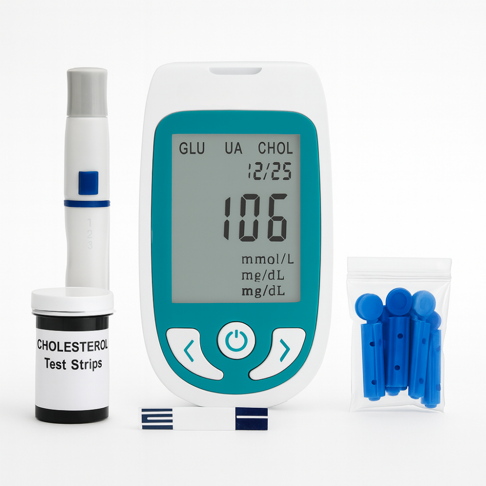 Digital Blood Glucose Cholesterol Monitor Kit Home Health Test
