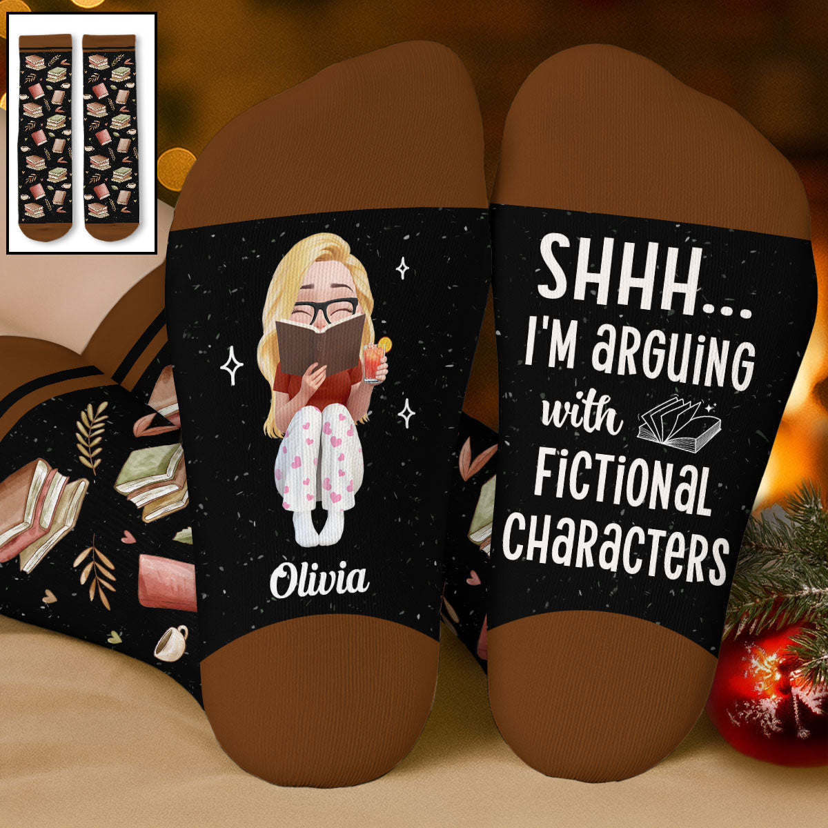 Arguing With Fictional Characters - Personalized Custom Crew Socks