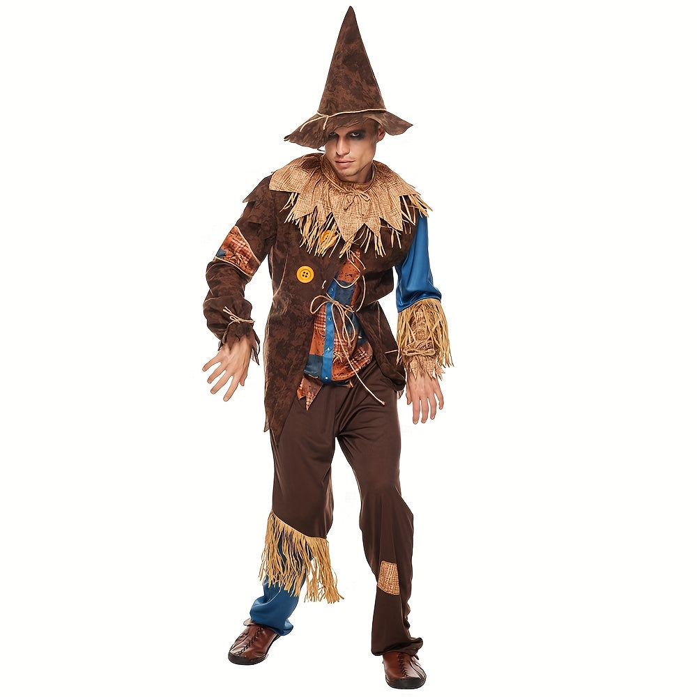 Halloween Costume Scarecrow Straw Hat Polyester Outfit