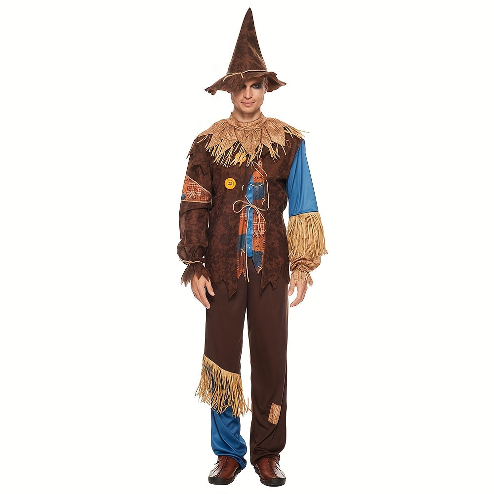 Halloween Costume Scarecrow Straw Hat Polyester Outfit