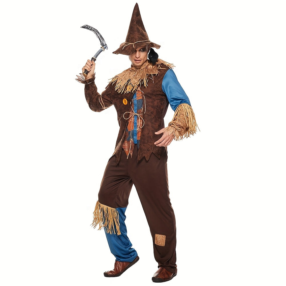 Halloween Costume Scarecrow Straw Hat Polyester Outfit