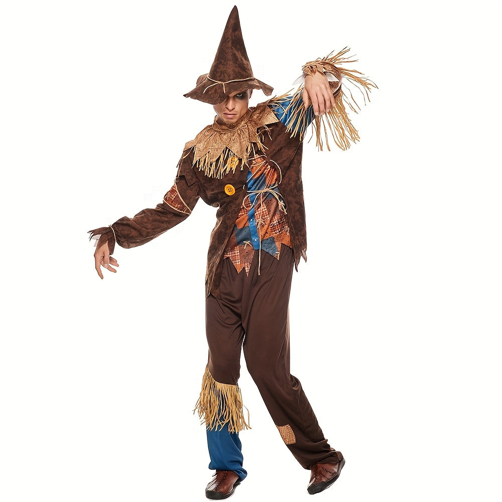 Halloween Costume Scarecrow Straw Hat Polyester Outfit