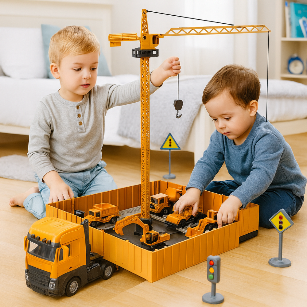 Construction Toy Set Crane Truck Play Vehicles