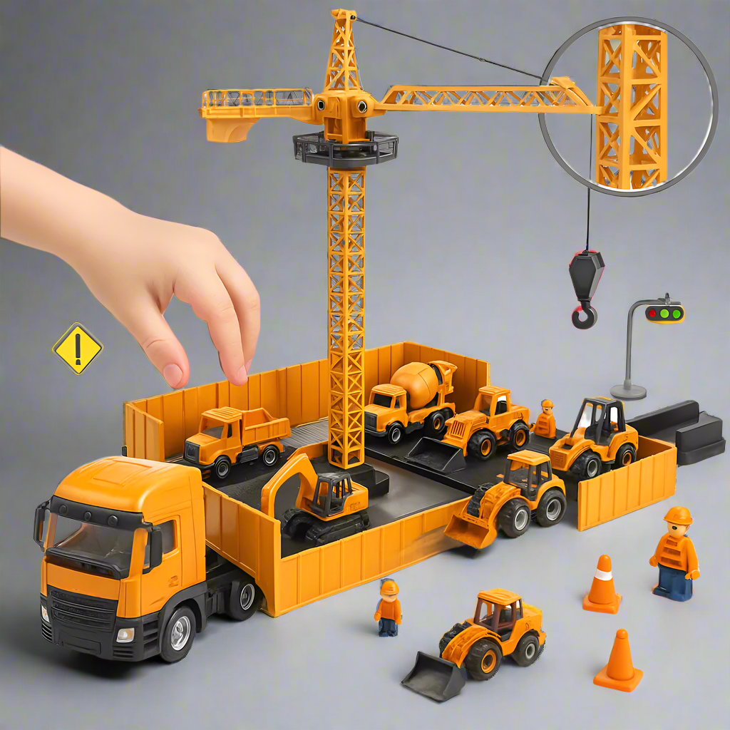 Construction Toy Set Crane Truck Play Vehicles