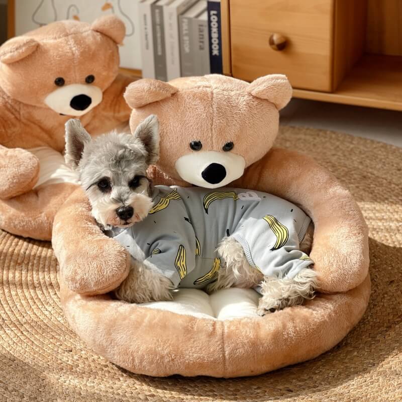 Pet Bed Plush Bear Cuddle-Style Nest