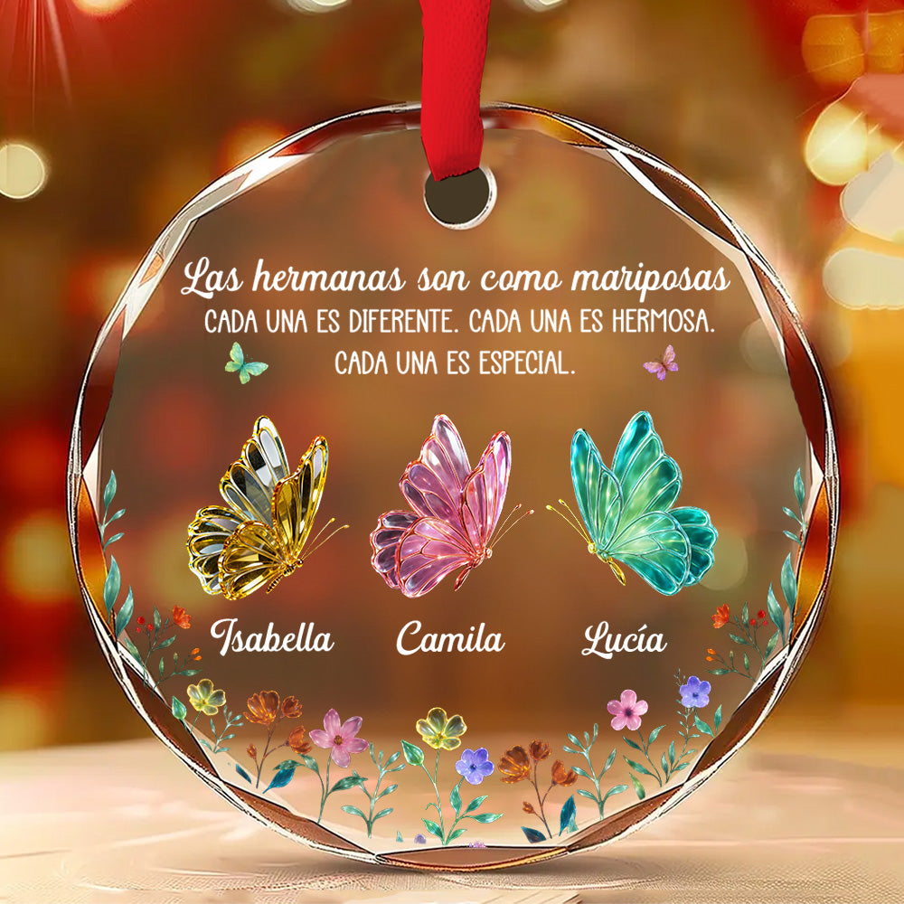 Amor Festivo entre Hermanas - Adorno de Cristal Personalizado