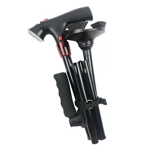 Walking Stick with Light and Folding Handle