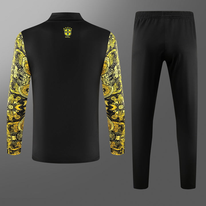 Full back view of the Brazil Yellow Jesus Tracksuit showing its simple yet bold design