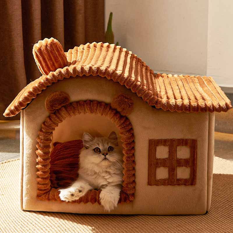 Cat Bed Soft House Style Indoor Enclosure