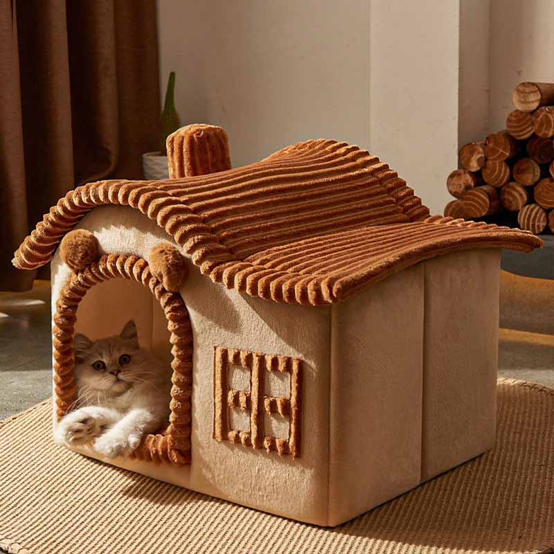 Cat Bed Soft House Style Indoor Enclosure
