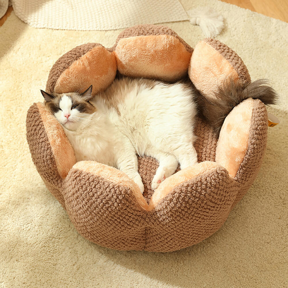 Pet Bed Plush Flower Design for Cats Dogs