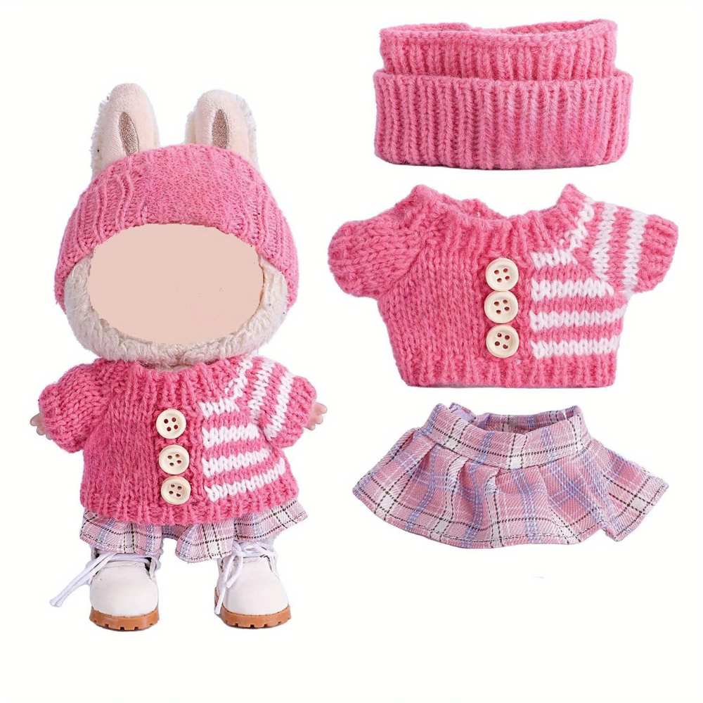 Dolls Clothes Knitted Outfit Set Skirt Wool