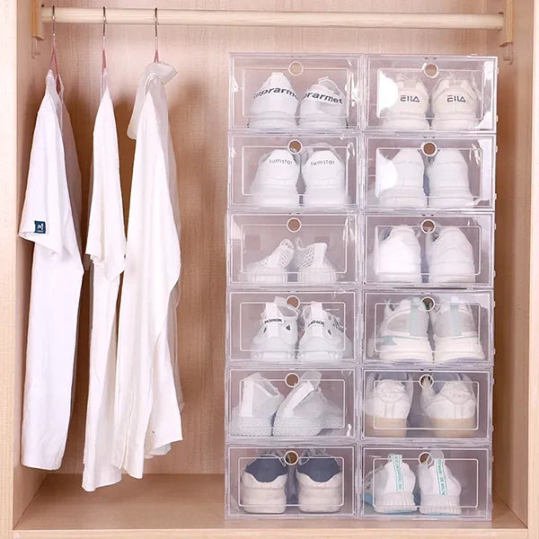 Shoe Storage Boxes Clear Stackable Plastic Organizer