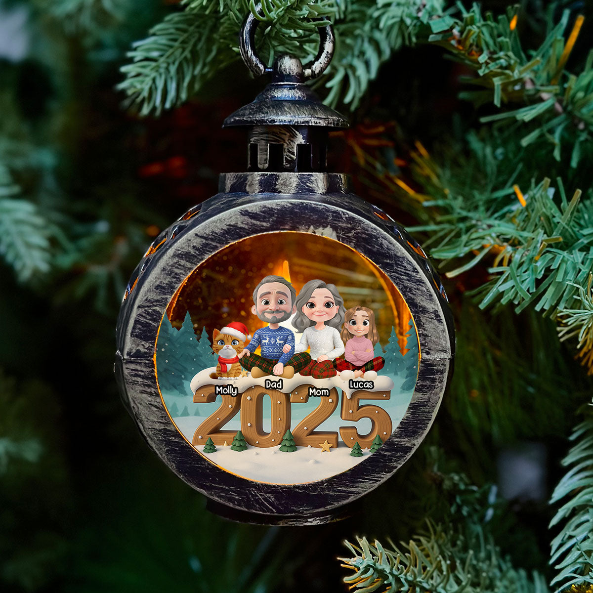 As A Family Now With Fur Babies - Personalized Custom 3D Effect Christmas Lantern