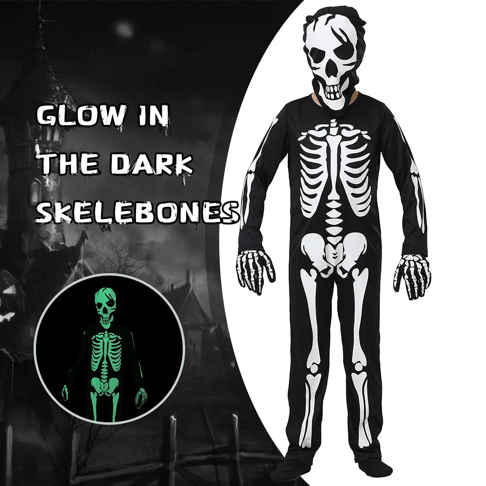 Glowing Skeleton Halloween Kids Zombie Costume