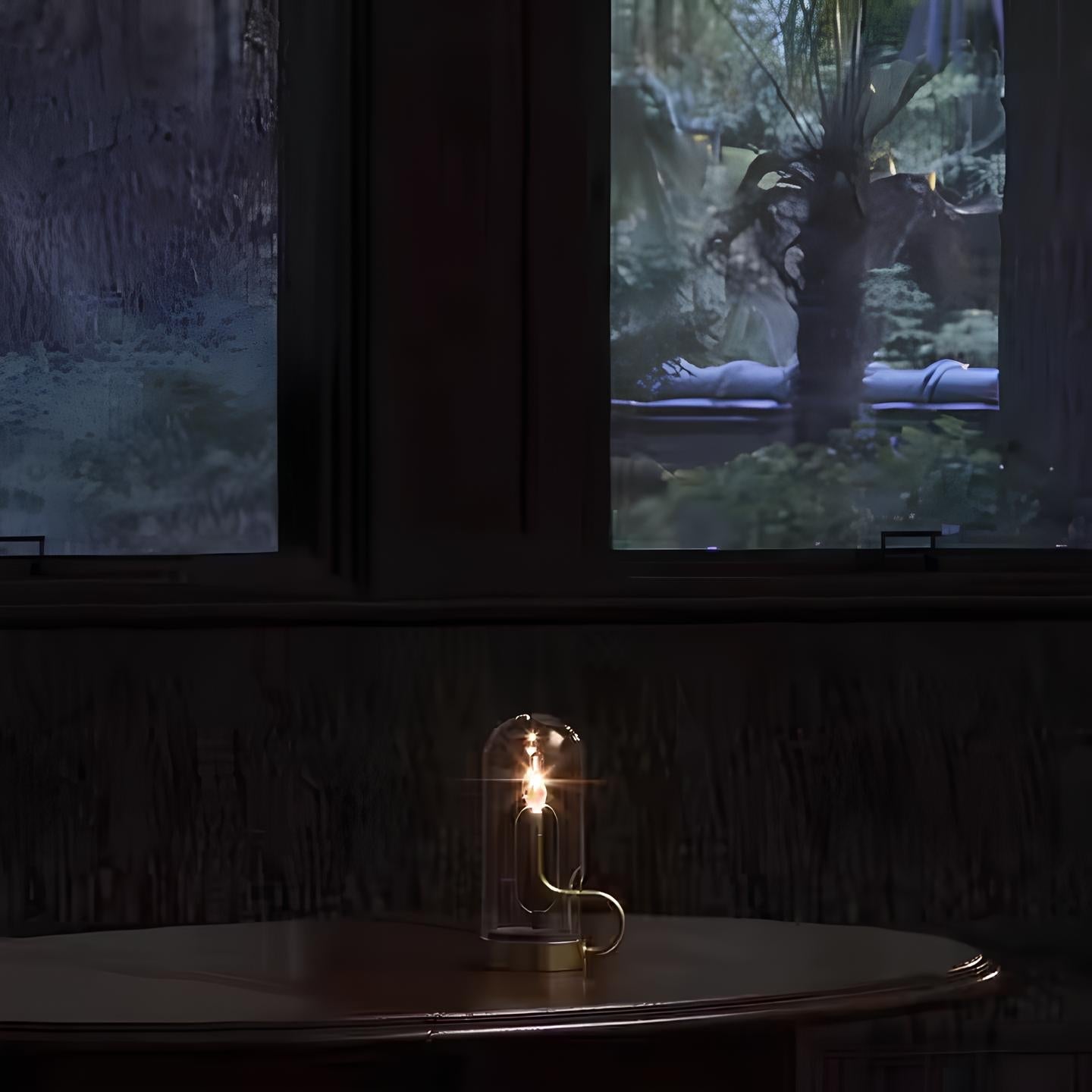 LED Table Lamp Glass Dome Rechargeable Light