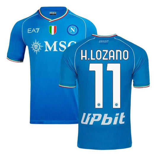 H. Lozano 11 Napoli Home Authentic Soccer Jersey 2023/24 – Official Napoli Kit with Player Number, Featuring Player Name Lozano and Club Crest