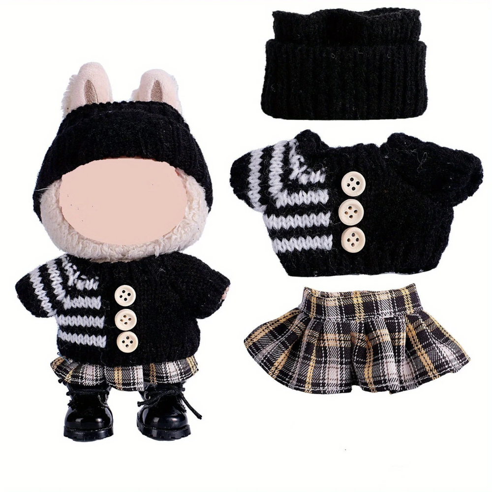 Dolls Clothes Knitted Outfit Set Skirt Wool