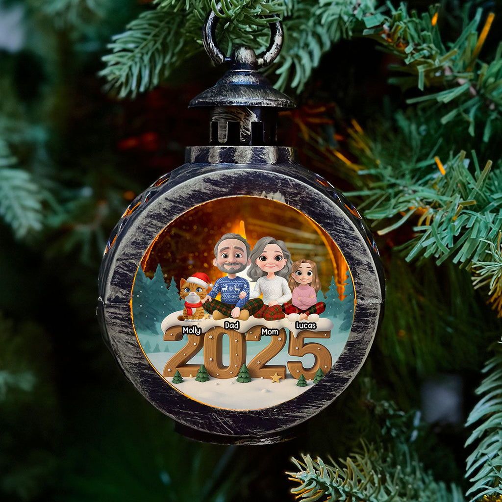 As A Family Now With Cats - Personalized Custom 3D Effect Christmas Lantern