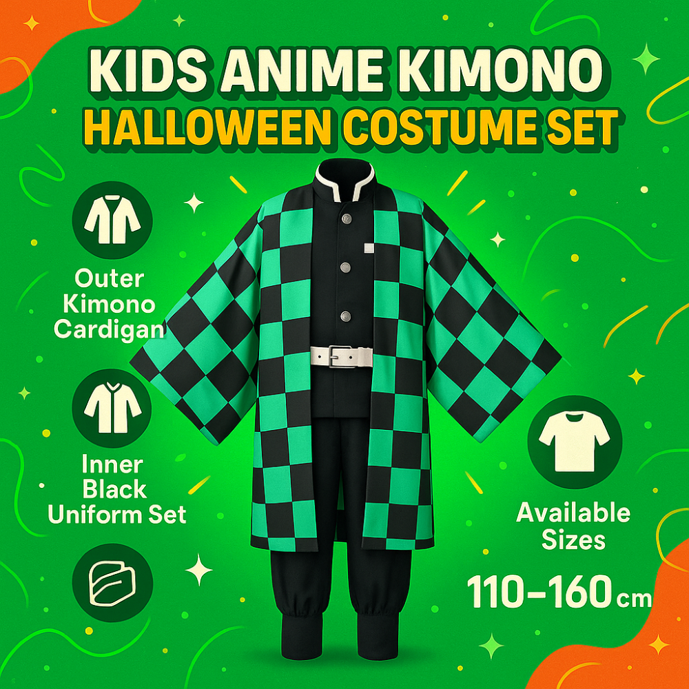Halloween Costume Kids Anime Kimono Outfit Set