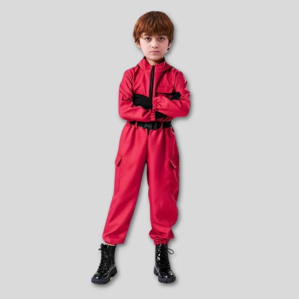 Halloween Kids Red Guard Costume Jumpsuit