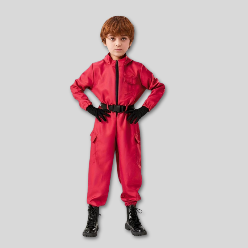 Halloween Kids Red Guard Costume Jumpsuit