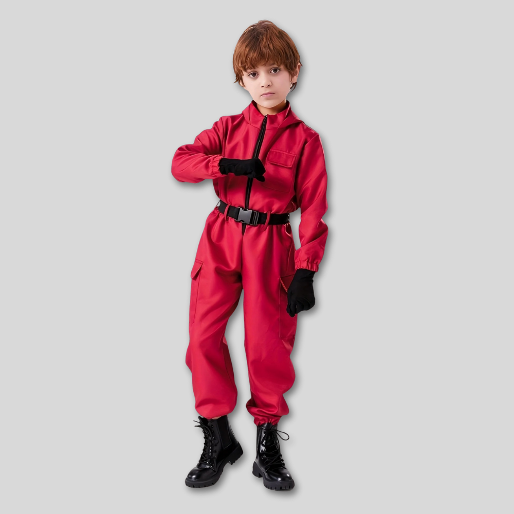 Halloween Kids Red Guard Costume Jumpsuit