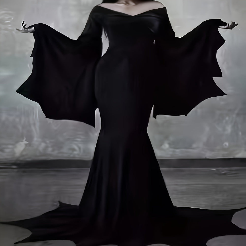 Halloween Costume Gothic Black Long Sleeve Dress