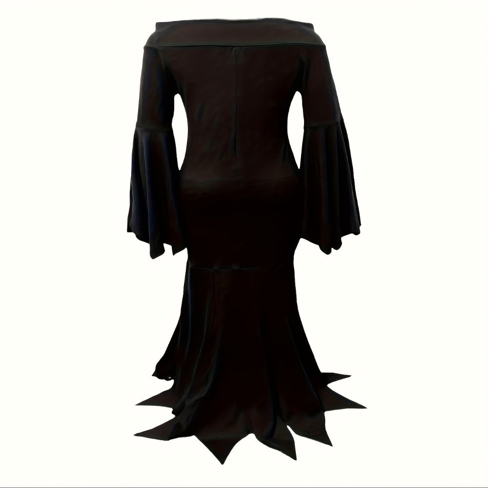 Halloween Costume Gothic Black Long Sleeve Dress