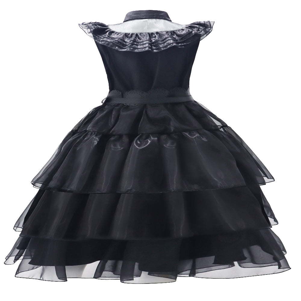 Halloween Costume Gothic Black Ruffle Mesh Dress