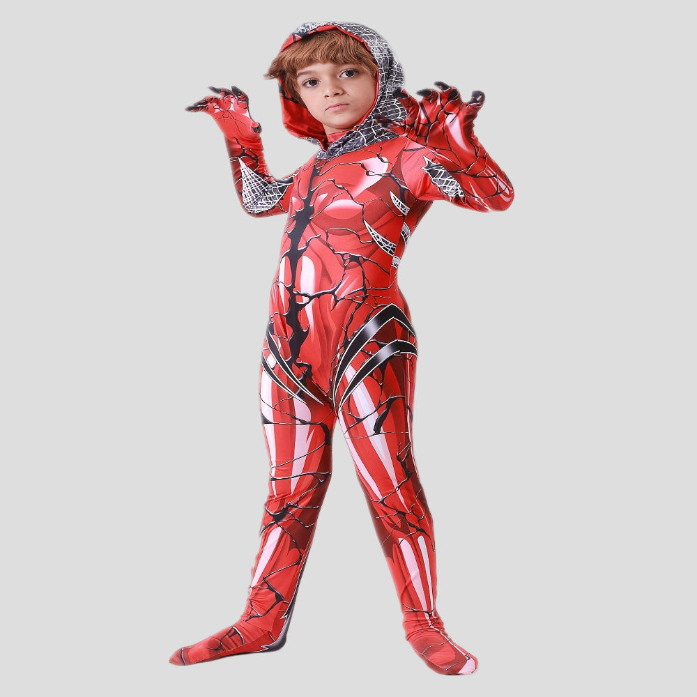 Halloween Costume Kids Red Superhero Jumpsuit