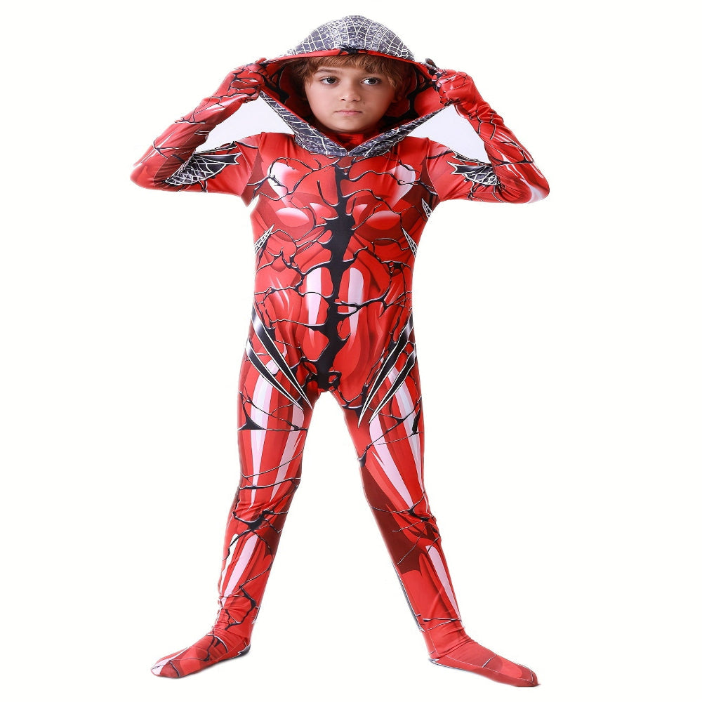 Halloween Costume Kids Red Superhero Jumpsuit